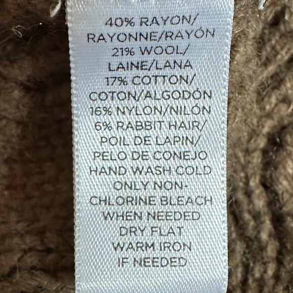 Ann Taylor Loft Diamond Cable Knit Sweater Brown Medium Wool blend Winter Soft - Picture 8 of 14